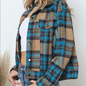PLAID POCKET W/ BAND BOTTOM JACKET